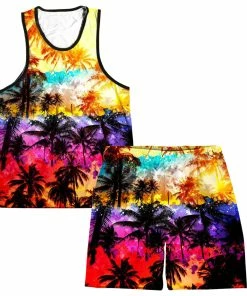 Ready To Ship Florida Palm Trees Men's Tank And Shorts Combo