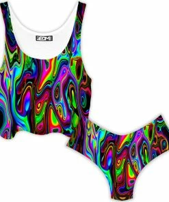 Ready To Ship Acid Drop Crop Top And Booty Shorts Combo