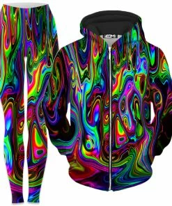 Ready To Ship Acid Drop Zip-Up Hoodie And Leggings Combo