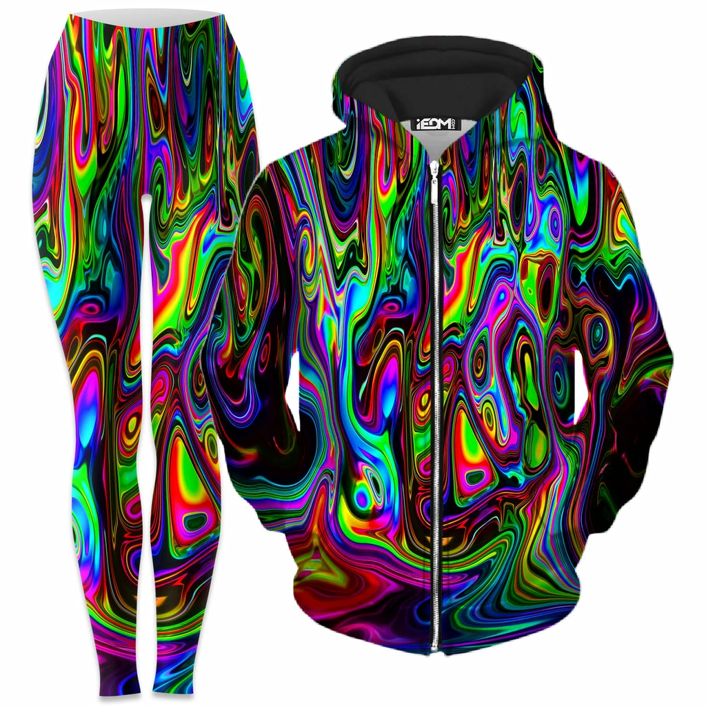 Ready To Ship Acid Drop Zip-Up Hoodie And Leggings Combo 1 Ready To Ship Acid Drop Zip-Up Hoodie And Leggings Combo