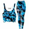 Ready To Ship Aqua Rave Crop Top And Leggings Combo