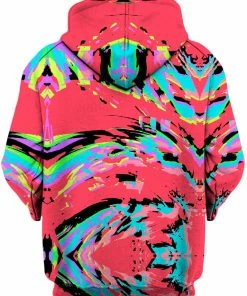 Alternative view of T6 Tropical Coral Glitch Unisex Zip-Up Hoodie
