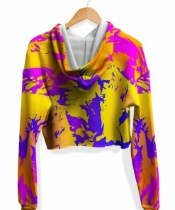 Alternative view of T6 Tropical Ombre Paint Splatter Graffiti Fleece Crop Hoodie