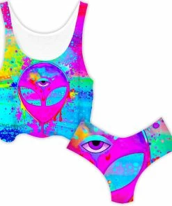 Ready To Ship Alien Melt Pink Crop Top And Booty Shorts Combo