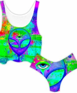 Ready To Ship Alien Melt Purple Crop Top And Booty Shorts Combo