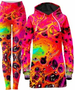 Ready To Ship Lava Trip Hoodie Dress And Leggings Combo