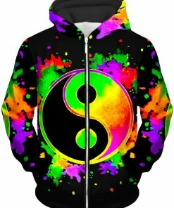 T6 Splatter Yin Yang 2 Unisex Zip-Up Hoodie
