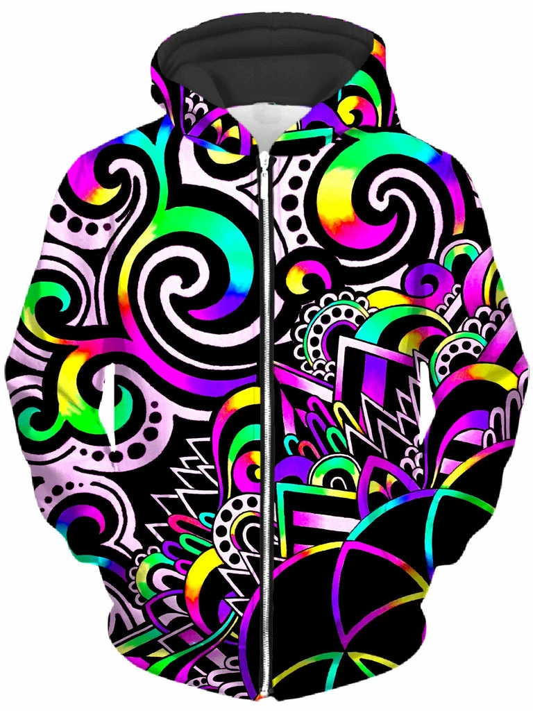 T6 White Doodle Magic V2 Unisex Zip-Up Hoodie 1 T6 White Doodle Magic V2 Unisex Zip-Up Hoodie