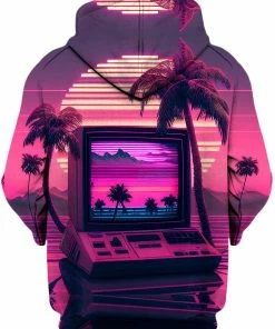 Alternative view of T6 Vapor Palms Trees Unisex Hoodie