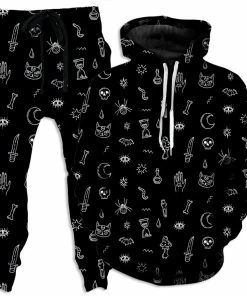 Ready To Ship Black Pattern Hoodie And Joggers Combo