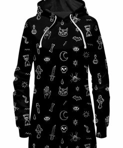 Alternative view of Ready To Ship Black Pattern Hoodie Dress And Leggings Combo