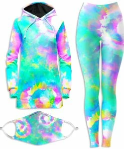 Ready To Ship Day Dreams Hoodie Dress And Leggings With PM 2.5 Face Mask Combo