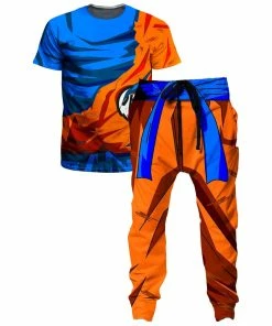 Ready To Ship Battle Damaged Goku Armor T-Shirt And Joggers Combo