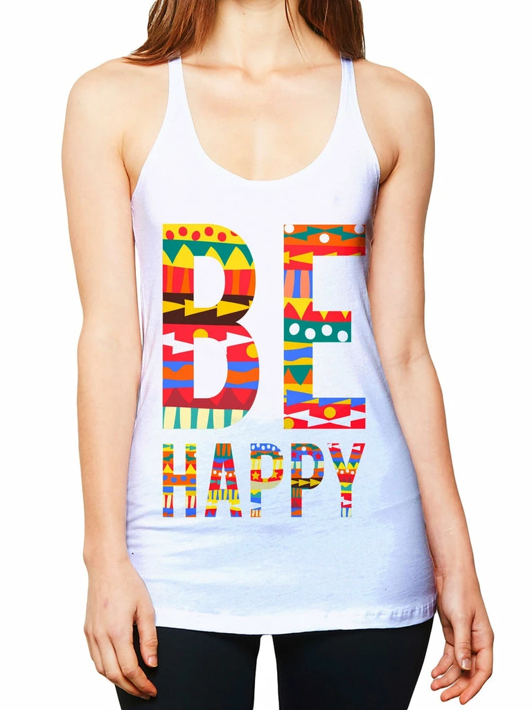 On Cue Apparel Be Happy Women's Tank Top 1 On Cue Apparel Be Happy Women's Tank Top