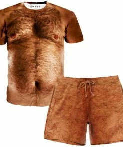 Ready To Ship Hairy Chest T-Shirt And Shorts Combo