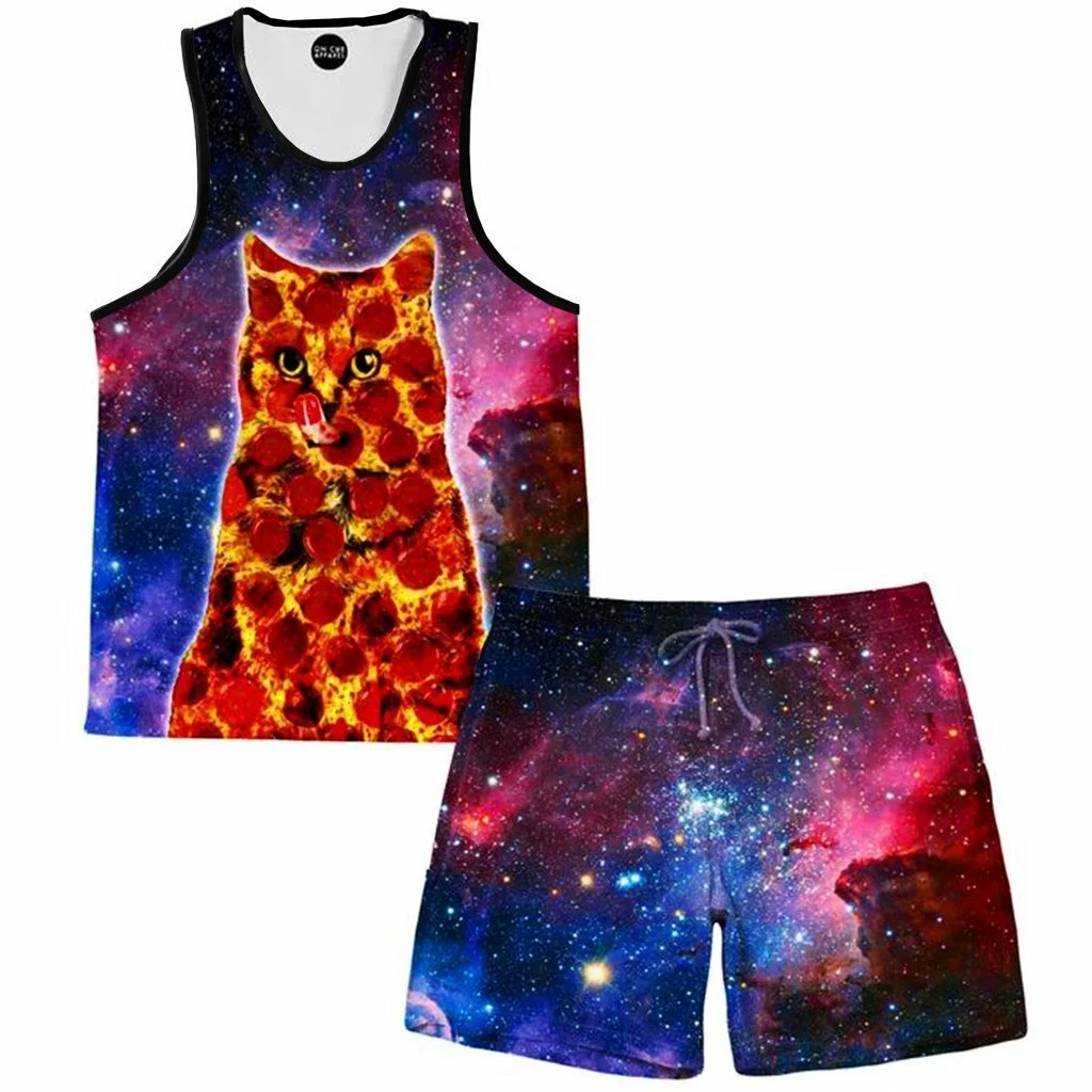 Ready To Ship Pepperoni Space Cat Tank And Shorts Combo 1 Ready To Ship Pepperoni Space Cat Tank And Shorts Combo