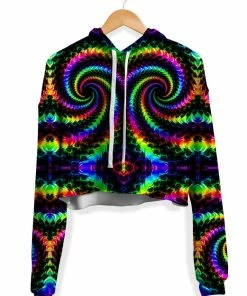 T6 Fractaled Vision Fleece Crop Hoodie