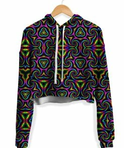 T6 Kaleidoscope Flow Fleece Crop Hoodie