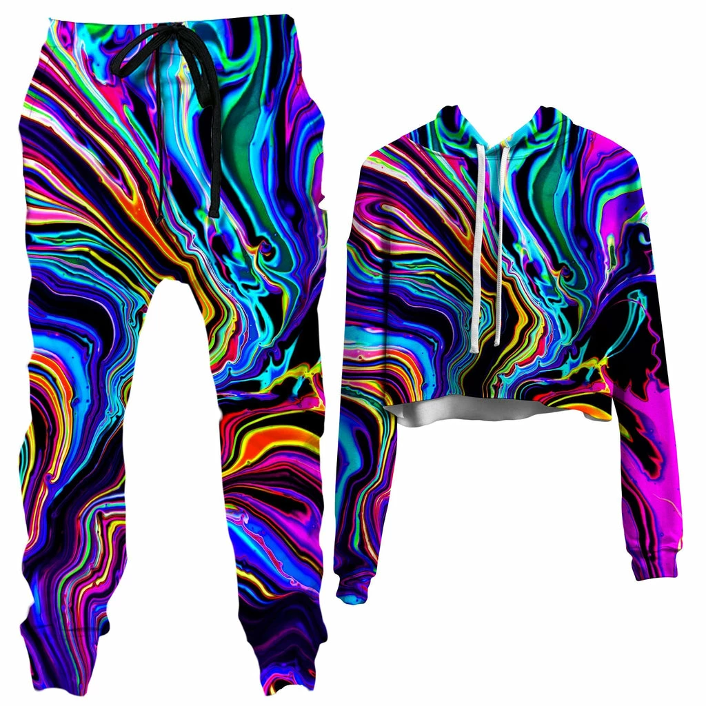 Ready To Ship Neon Rift Crop Hoodie And Joggers Combo 1 Ready To Ship Neon Rift Crop Hoodie And Joggers Combo