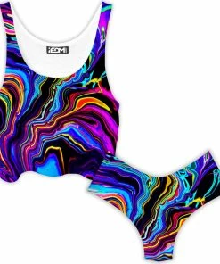 Ready To Ship Neon Rift Crop Top And Booty Shorts Combo