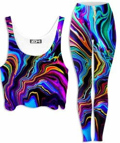 Ready To Ship Neon Rift Crop Top And Leggings Combo