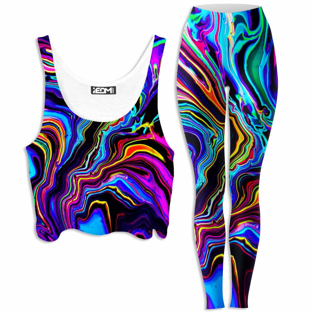 Ready To Ship Neon Rift Crop Top And Leggings Combo 1 Ready To Ship Neon Rift Crop Top And Leggings Combo