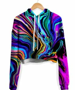 T6 Neon Rift Fleece Crop Hoodie