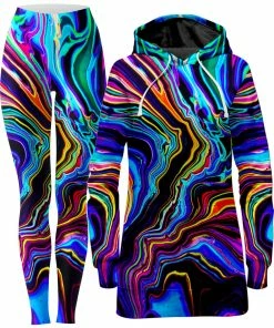 Ready To Ship Neon Rift Hoodie Dress And Leggings Combo