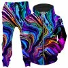 Ready To Ship Neon Rift Zip-Up Hoodie And Joggers Combo