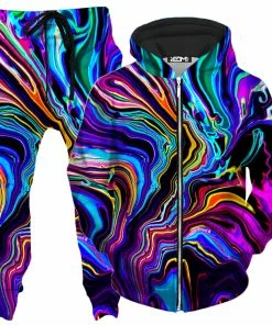Ready To Ship Neon Rift Zip-Up Hoodie And Joggers Combo