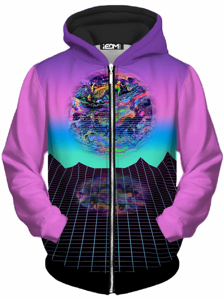 T6 Psychedelic Outrun Unisex Zip-Up Hoodie 1 T6 Psychedelic Outrun Unisex Zip-Up Hoodie