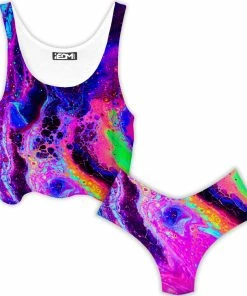 Ready To Ship Psychedelic Radiation Crop Top And Booty Shorts Combo