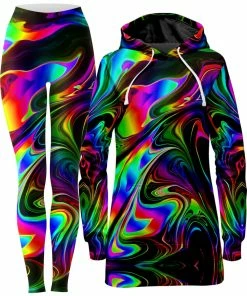 Ready To Ship That Glow Flow Hoodie Dress And Leggings Combo