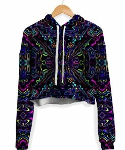 T6 Wonky Vision Fleece Crop Hoodie